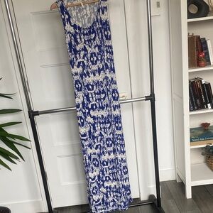 Blue and White Printed Maxi Dress
